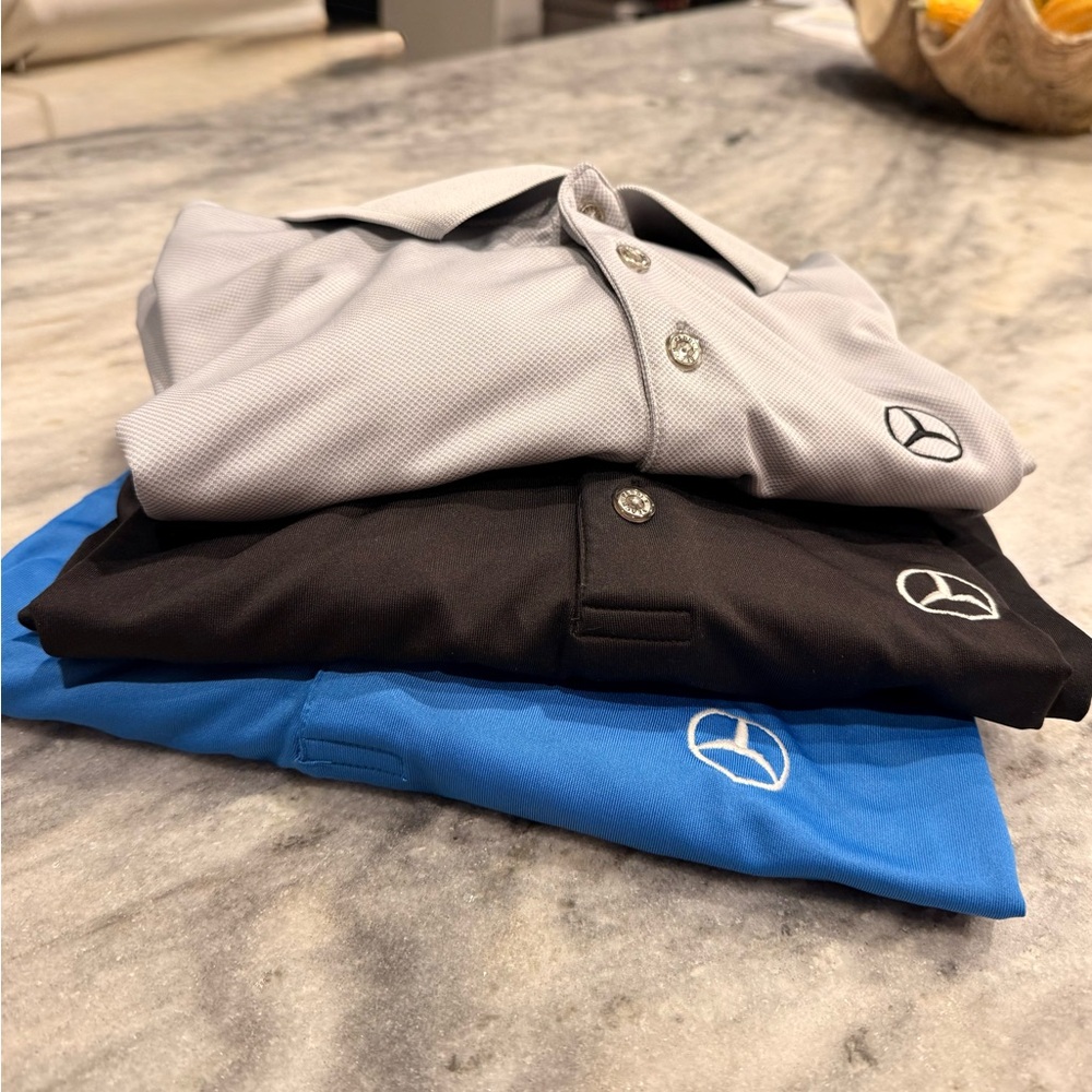 3 Men’s Mercedes Benz Pebble Beach Polo Shirts- Sz 3X